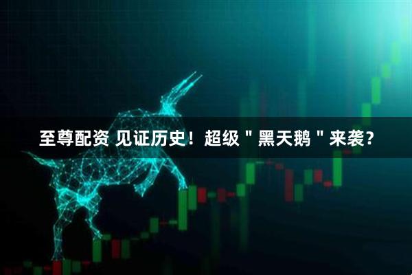 至尊配资 见证历史！超级＂黑天鹅＂来袭？