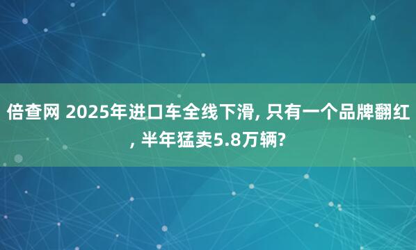 倍查网 2025年进口车全线下滑, 只有一个品牌翻红, 半年猛卖5.8万辆?