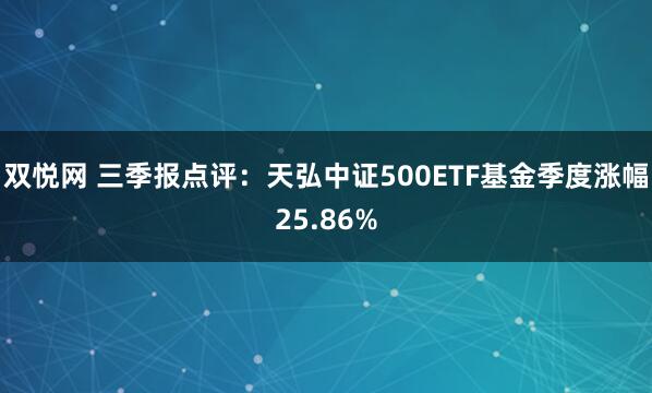双悦网 三季报点评:天弘中证500ETF基金季度涨幅25.86%